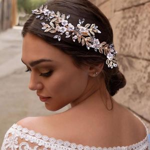 Headpieces HP368-G Golden Bride Hair Comb Opal Applique Rhinestone Bridal Headwar Wedding Accessoires Vriendin Tiara Gift Hoofdress