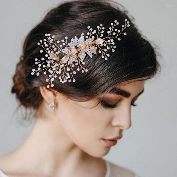 Coiffures HP54 Coiffe de mariée Accessoires de cheveux de mariage avec peigne Perles d'argent Bijoux de mariée Tiara Headwar Girl Cadeau