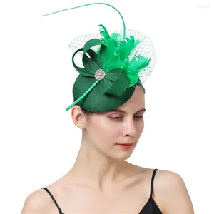 Coiffes imitation sinamay green fascinator chapeau mariée mariée pour cocktail race derby coiffure accessoies dames fête pilule casquette