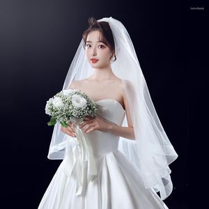 Coiffures coréennes voile de mariée super fée filet élastique double couche forme robe de mariée coiffure Sen est un long