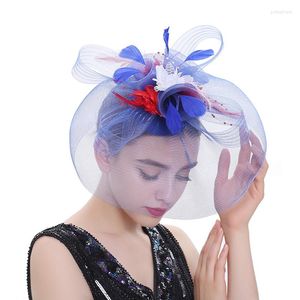 Chapeaux fascinants pour femmes, couvre-chef élégants, plumes de fête, voile en maille, coiffure de mariée, fleur, chapeau de Cocktail, ornement de cheveux