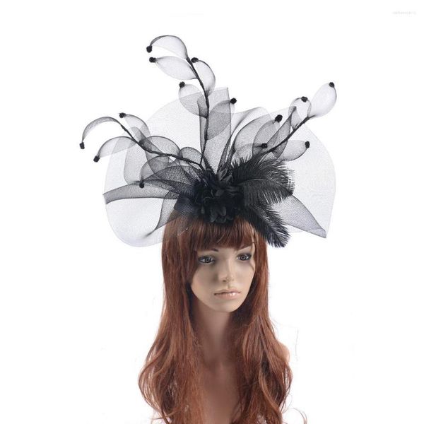 Coiffes Lady Fascinators Fleur Bandeau Avec Pince À Cheveux Pilulier Chapeau Cocktail Tea Party Chapeaux Voile Et Plume Pour Les Femmes