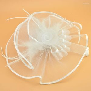 Hoofddeksels grote hoofdtooi Vrouw Gaze Feather Hair Acc Bride Wedding Jurk Accessories Korea Japan