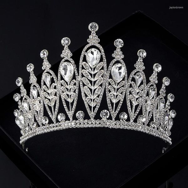 Coiffes feuille cristal mariée haute couronne diadème princesse robe de mariée accessoires décoration