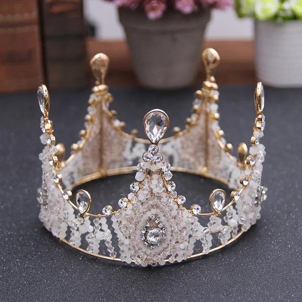 Tocados Corona nupcial de lujo Cristales de diamantes de imitación Boda real Coronas de reina Princesa Cristal Barroco Fiesta de cumpleaños Tiaras Dulce 16