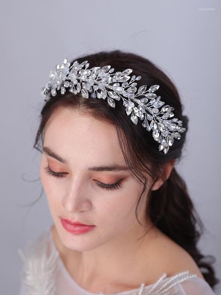 Coiffes De Luxe Cristal Mariées Coiffe Argent Strass Diamants Couronne De Mariée Bandeaux Femmes À La Main De Mariage Accessoires De Cheveux TiarasH