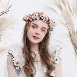 Hoofddeksels Luxe Kids Bloem Meisjes Hoofdband Voor Po Shoot Bloemen Bruids Bruiloft Haaraccessoires Boho Kinderen Eerste Communie Hoofddeksel