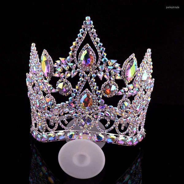 Tocados Desfile de lujo Tiaras y coronas Banda contorneada Corona de cabeza de reina de belleza