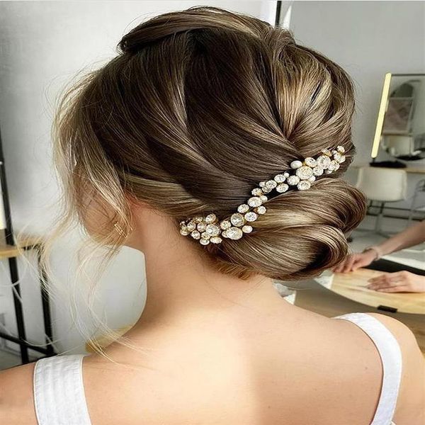 Tocados de lujo con diamantes de imitación para novia, peine para el pelo, 3 uds., conjunto de joyería de boda, Clips de novia para tocado de fiesta, adornos para mujer 2897