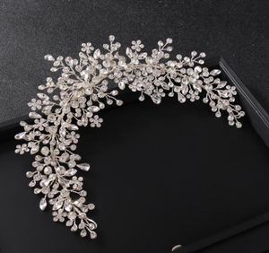 Coiffes Luxury Silver Silver Tiara Bands pour la mariée en cristal en cristal Femmes Bijoux de cheveux Accessoires de mariage 7908190