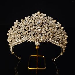 Coiffes de luxe couronne de mariage diadèmes accessoires de cheveux de mariée cristal perle baroque diadema femmes élégantes couronnes mariée coiffure Novia