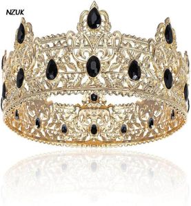 Headpieces Nzuk Metal Prince Gem Crowns en Tiaras volledige ronde verjaardagsfeestjes Royal King Crown for Men Medieval Costume Access7793749
