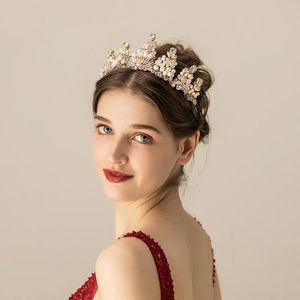 Hoofddeksels O570 Goud Echte Zoetwater Parels Zirkoon Bruiloft Kroon Tiara Elegante Meisje Prinses Bruids Haar Sieraden Voor Bruid