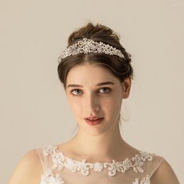 Headpieces o572 echte zoetwater parels bloem bruiloft tiara handgemaakt kroon parel koninklijk haar voor prinses