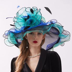 Headpieces Organza fascinator trouwhoeden voor vrouwen elegante bruiloften bloem chapeau de mariage accessoires 9 kleuren