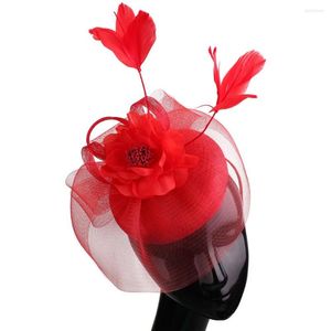 Coiffures Parti Femmes Fascinator Chapeaux Lin Mariage Dame Plume Fleur Chapeaux Pilulier Chapeau Mariée Élégant Accessoires De Cheveux Bandeaux