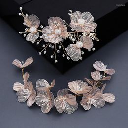 Headpieces Pearl Beading Alloy Flower Wedding Bridal Hairband Gold Silver Women Lady Bride Hair Accessories Head Jewelry Handmade