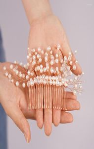 Coiffes Pearl Crystal Hair Peigne pour le mariage coiffeur mode Bridal Head Bambs Handmade Party Accessoires Bijoux Rose Gold TI3240214