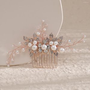 Coiffes perle peignes à cheveux Clips accessoires de mariage de mariée pour les femmes strass couleur argent mariée casque fête bijoux