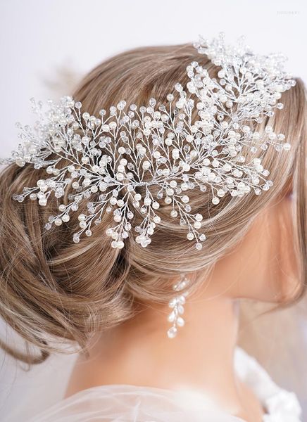 Coiffures perle strass bandeau de mariée à la mode cristal accessoires de cheveux de mariage coiffure de mariée pour les femmes Chic casque diadème