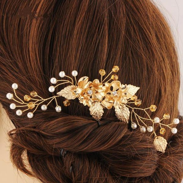 Tocados Perla Joyería de boda Peine de novia de cristal Adornos para el cabello insertados Tocado de novia simple para todos los días