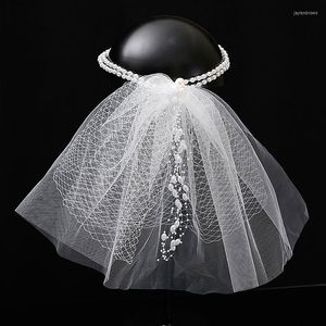 Coiffes perle mariage voile bandeau réglable maille ceinture cheveux accessoires blanc ruban bandeau diadème mode filles mariée bijoux