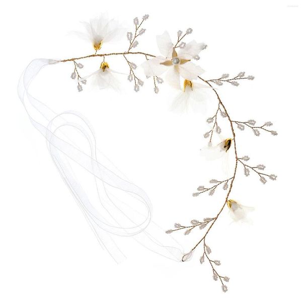 Coiffes Perles Cerceau De Cheveux Pour Les Femmes Stabilité Antidérapante Floral Chapeaux Avec Des Rubans Banquet Robes De Mariée Jupes