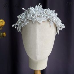 Tocados PEORCHID coreano hecho a mano con cuentas tocado de novia perla flor diadema novias Tiara boda pelo Ornement Cheveux Mariage