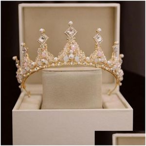 Coiffes Rose Perle Performance Couronne Mignon Cristal Zircon Bande De Cheveux Noble Mariée De Mariage Chapeaux Parent Enfant Drop Delivery Party Dh6Sh