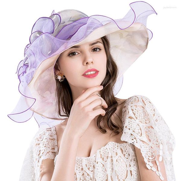 Socios de boda rosa para mujeres Evento elegante Flower Organza Bridal Chapeau de Mariage Accesorios de montón