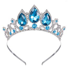 Headpieces Princess Blue Gem Tiaras en Crowns Headband Kid Girls Love Bridal Prom Crown Wedding Party Accessiories Hair Sieraden