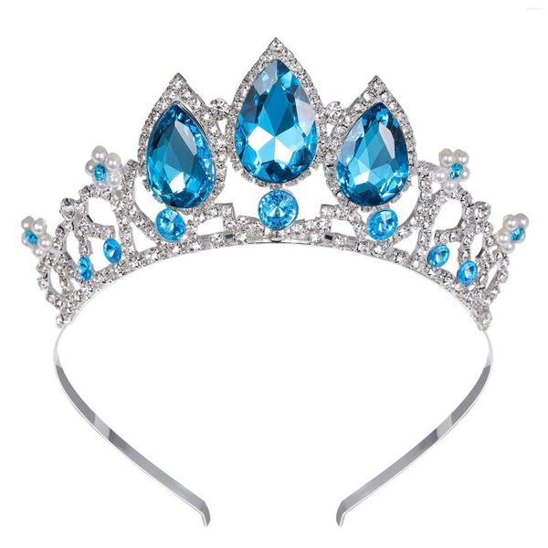 Tocados princesa gema azul tiaras y coronas diadema chico chicas amor nupcial graduación corona boda fiesta accesorios joyería para el cabello