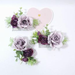 Coiffes violet Arifical Rose cheveux fleurs coiffure mariée accessoires mariage mariage robe De Festa Casamento