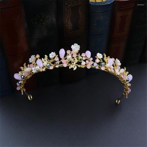 Coiffes Qualité À La Main Perles Fleur Couronne De Mariage Pour Les Femmes Princesse Rose Diadèmes Coiffe Filles De Bal De Mariée Bijoux De Cheveux Accessoires