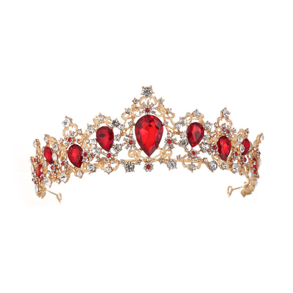 Copricapo Corona da sposa retrò Regina barocca sposata Colore rosso verde argento dorato per accessori per abiti da sposa opzionali cristallo di3136