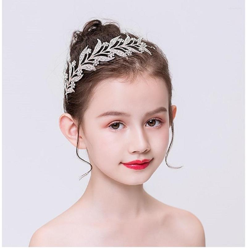 Headpieces Rhinestone Leaf Crystal Headwear For Kids Girls Wedding Junior Bridesmaid Hair Accessories