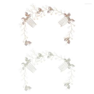 Coiffures strass perle fleur feuille peigne à cheveux mariée rétro coiffure cristal dames accessoires de mariage