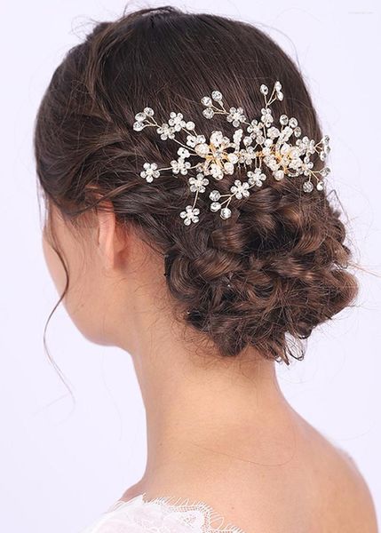 Coiffures strass fleur peigne à cheveux perles pince mariage chapellerie de mariée femme Glamour ornements pour les femmes