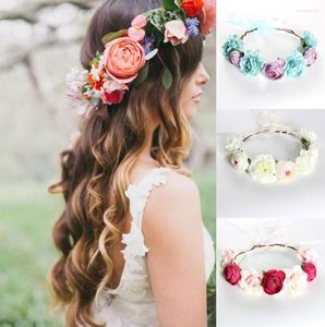 Coiffes Rose Pivoine Fleur Couronne Fille Mariée Floral Bandeau Couronne De Mariage Bandes De Cheveux Accessoires De Cheveux Femmes Demoiselle D'honneur Diadem6273532