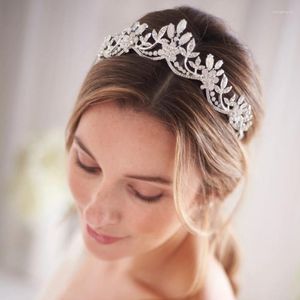 Hoofddeksels rond zilveren legering witte hoogwaardige strass diadeema's golfvorm bruids head kroon accessoires mariage