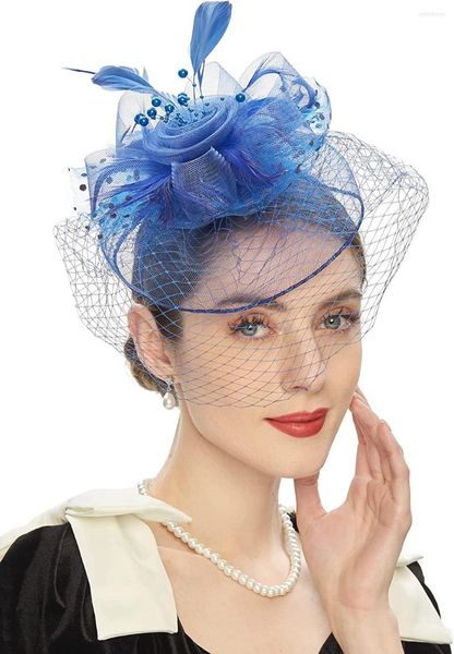 Coiffes Vente Kentucky Derby Fascinators Pour Femmes High Tea Party Chapeau De Mariage Cocktail Fleur Chapeaux Avec Maille Et Plumes