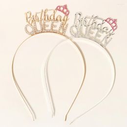 Headpieces glanzende strass Engelse letters gelukkige verjaardag hoofdband voor vrouwen zink legering materiaal feest sieraden haaraccessoire
