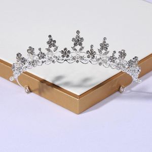 Coiffures Brillant Argent Fleur Filles Couronne De Luxe Strass Accessoires De Cheveux Glitter Perles Anniversaire Mariage Première Communion Bandeau