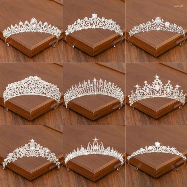 Tocados Color plata Corona nupcial y Tiara Accesorios para el cabello para mujeres Boda Cristal Rhinestone