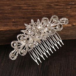Headpieces Silver Color Crystal Rhinestone Pearl Hair Comb Clip For Women Bride Jewelry Wedding Accessories Party Hairpin