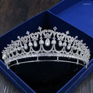 Hoofddeksels Zilveren sieraden Britse koninklijke familie Parel Bruiloft Haaraccessoires Kroon Tiara's