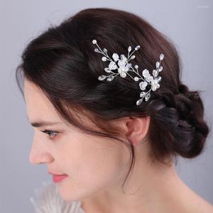 Coiffes Argent Perle Fleur Strass Épingle À Cheveux De Mariée À La Main Or Cristal Épingles À Cheveux Pour Accessoires De Mariage Partie Mariée Casque