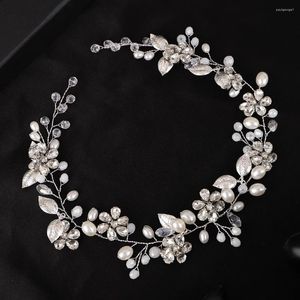 Coiffes argent strass perle cristal feuille casque pour coiffure de mariage mariée à la main bandeau mariées accessoires de cheveux diadèmes