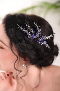 Coiffures fil d'argent violet noir peigne à cheveux femme Glamour mystérieux accessoires de mariage Festival Birde coiffure chapeau
