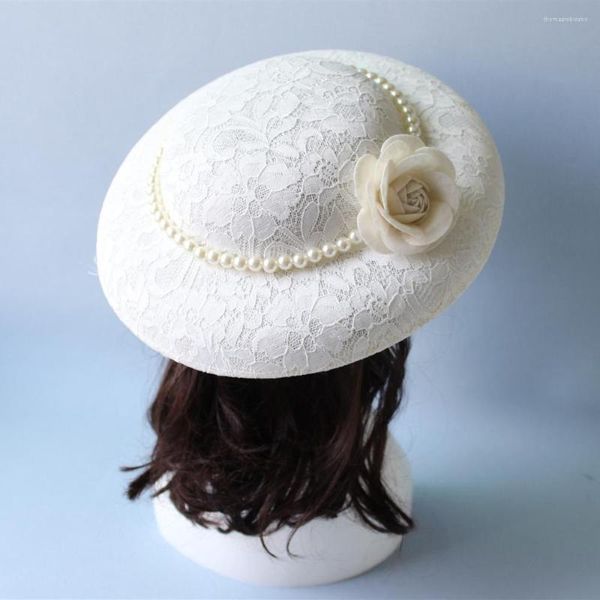 Chapeaux Simple Élégant Chapeaux De Mariée De Mariage Fascinateur À La Main Fleur Perles Mariée Dames Fête Dîner 9 Couleurs